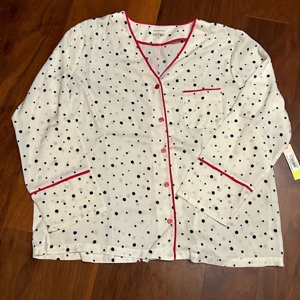 Summersalt women’s polka dot long sleeve button down pajama top (no bottoms) in